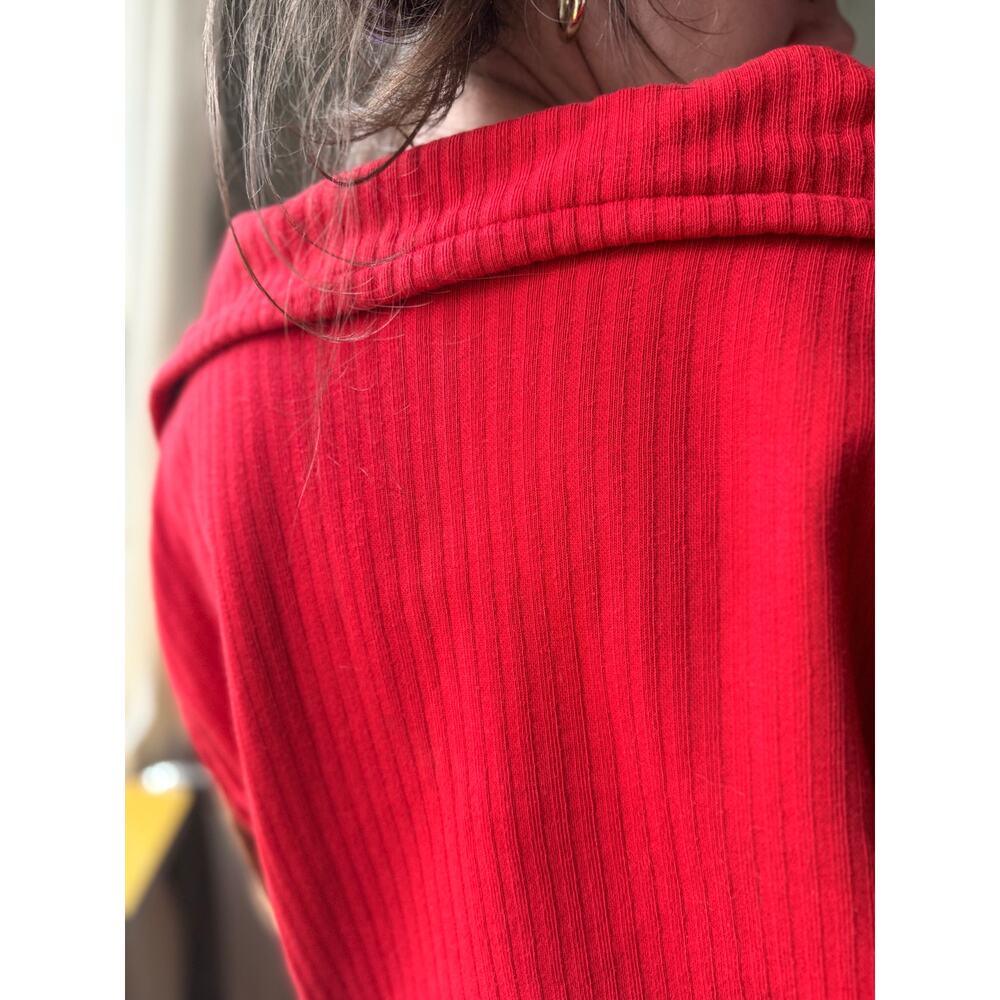Vintage 80s Kennedy Red Cropped Knit Pullover | Preppy Eclectic Grandpa | M/L - Picture 7 of 10